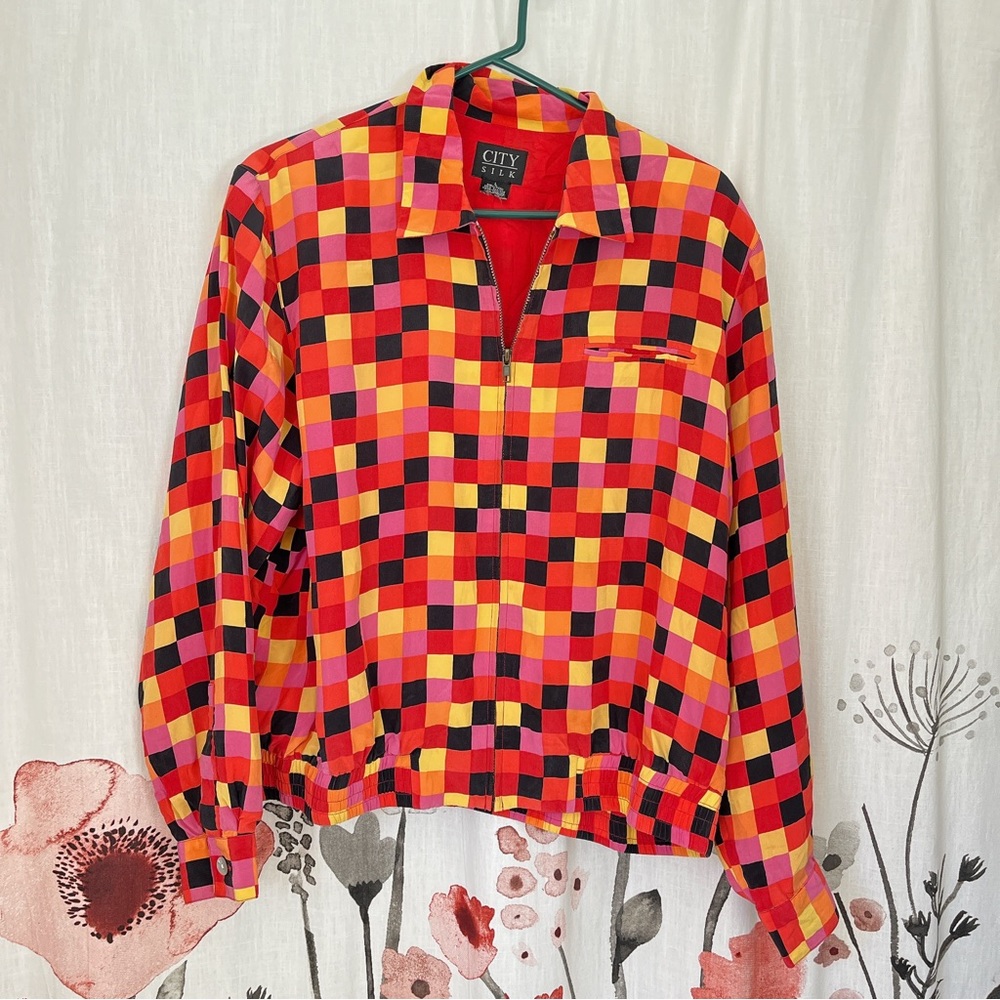 Vintage silk zip up jacket